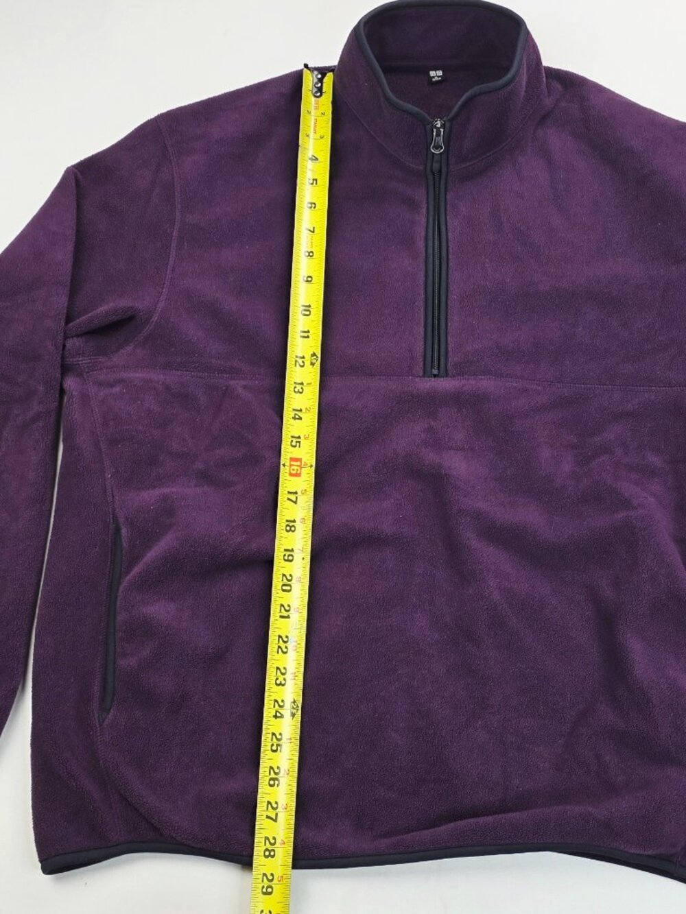 Uniqlo Plum 1/4 Zip Long Sleeve Mens Size XL Long Sleeve Pockets Fleece Sweater - Picture 9 of 10